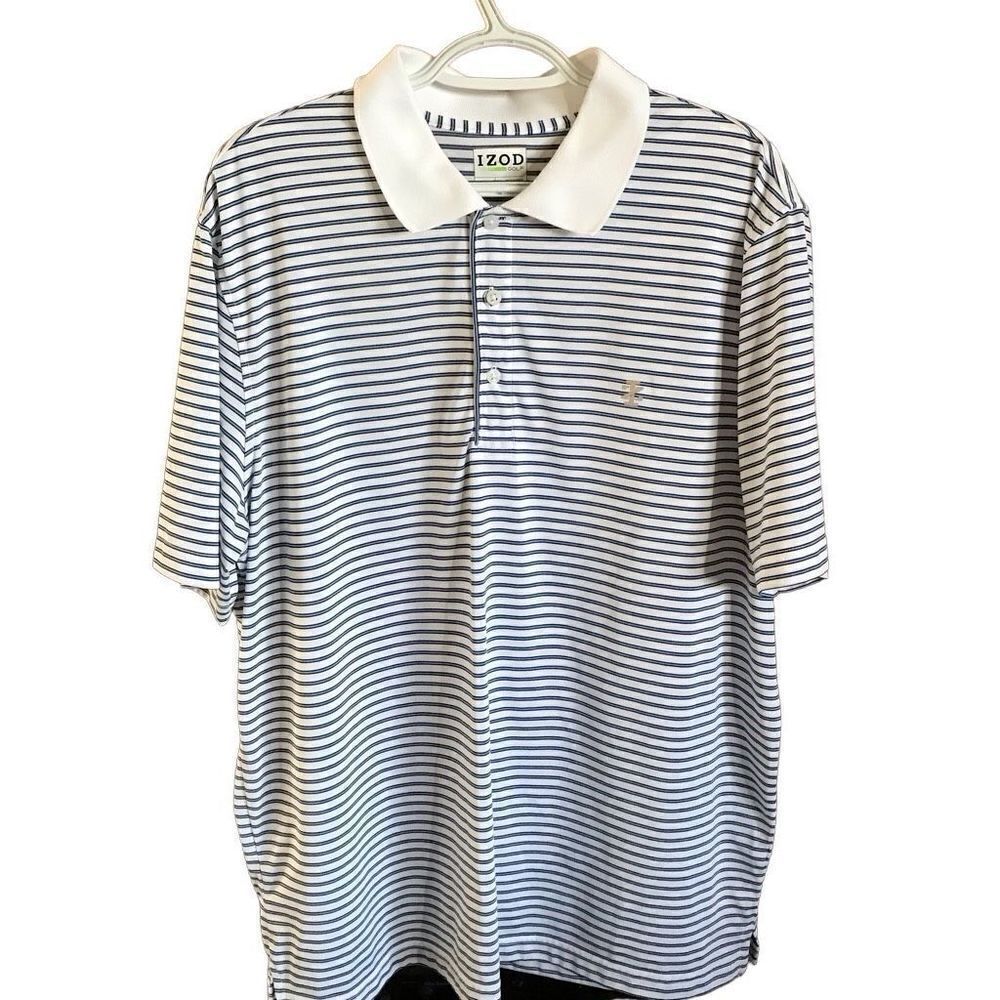 Izod golf polo striped shirt men’s SZ XL blue striped short sleeve athletic